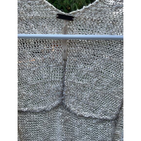 Free People Women's Open Knit Tan Open Front Long Line Cardigan Sweater Size L - Picture 4 of 8